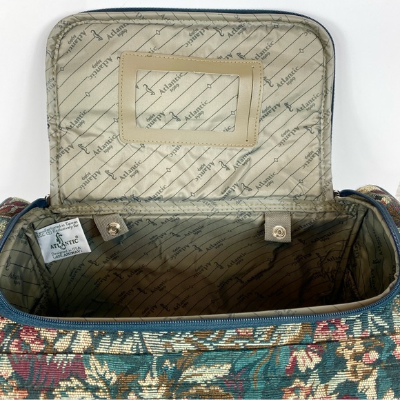 ATLANTIC Green TapestryTravel Bag with Elegant Floral Design  14” x 9” x 7” - Picture 4 of 8